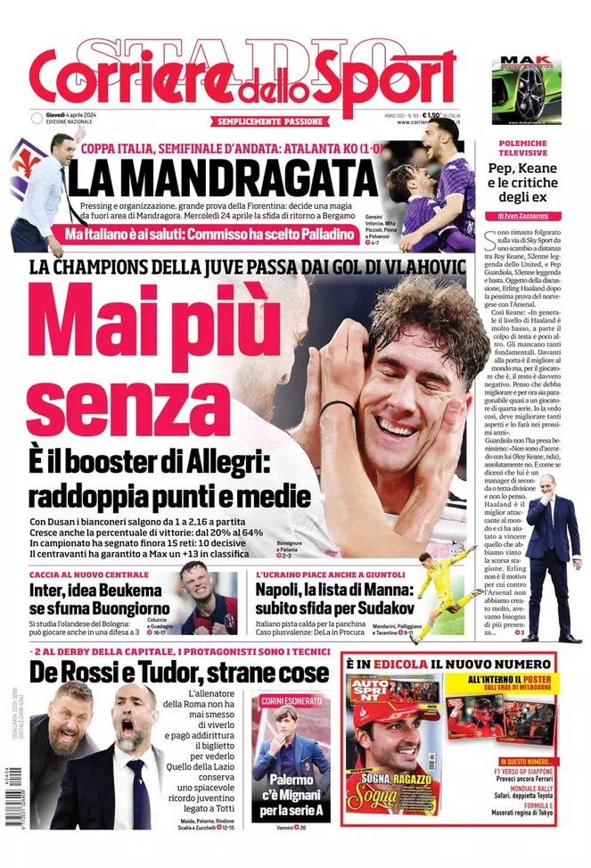 Le Prime Pagine Sportive Nazionali - 4 aprile 28 2