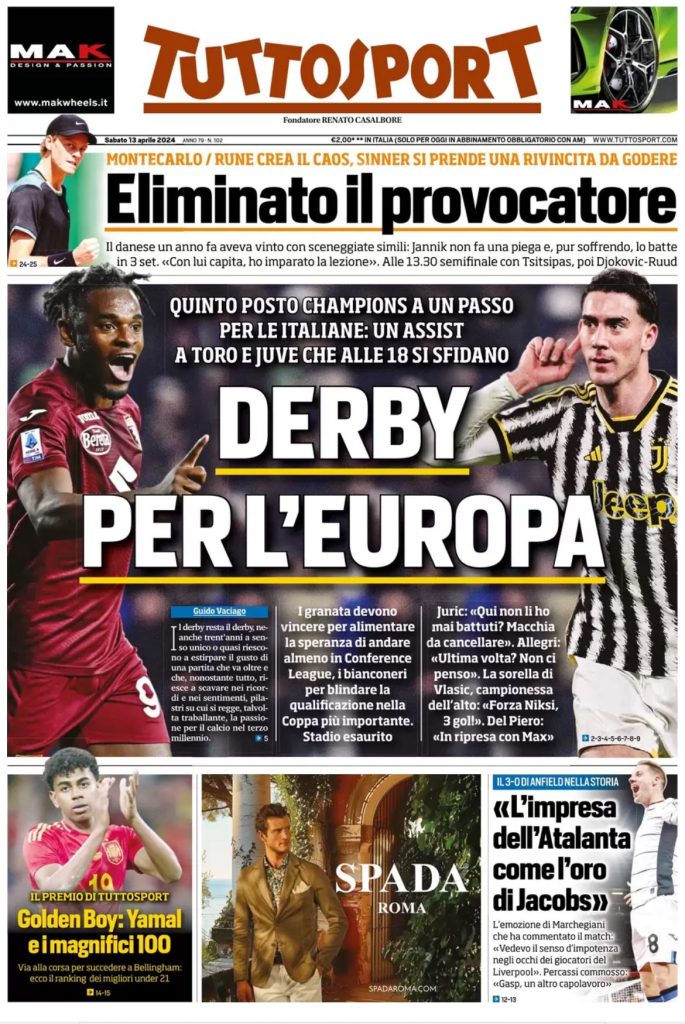 Le Prime Pagine Sportive Nazionali - 13 aprile 29 3
