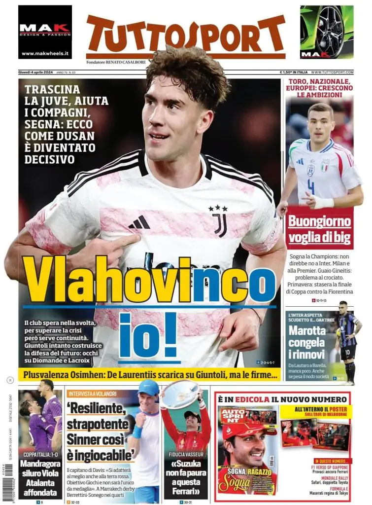 Le Prime Pagine Sportive Nazionali - 4 aprile 29 3