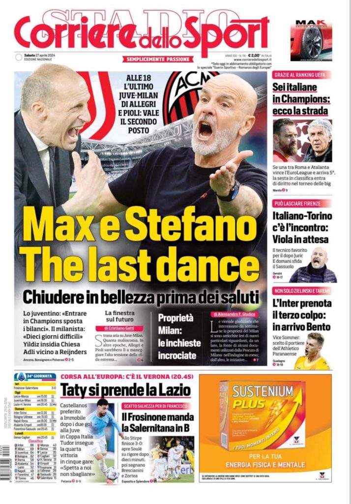 Le Prime Pagine Sportive Nazionali - 27 aprile 28 5 1