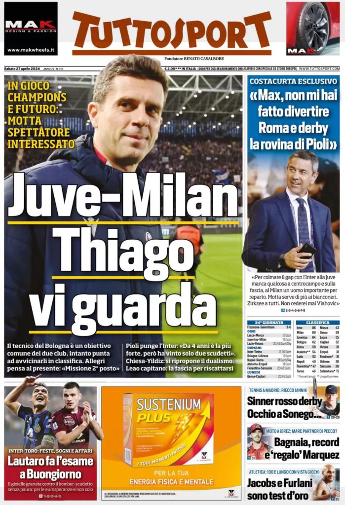 Le Prime Pagine Sportive Nazionali - 27 aprile 29 6 1