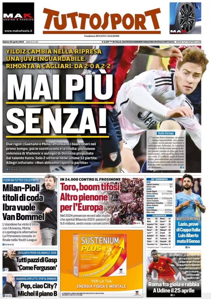 Le Prime Pagine Sportive Nazionali - 20 aprile 29 6
