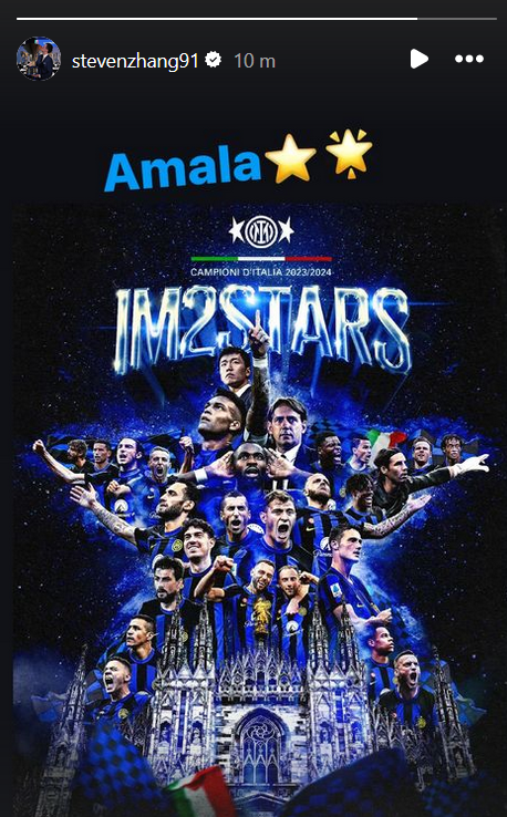 Zhang emoziona sui social: l'ha scritto dopo la vittoria dello Scudetto! 27 Scudetto Inter Zhang