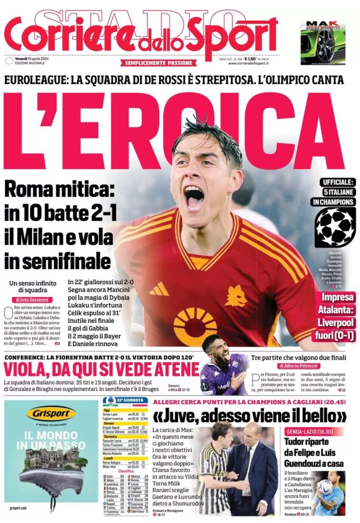 Le Prime Pagine Sportive Nazionali - 19 aprile 28 WhatsApp Image 2024 04 19 at 07.53.30 2
