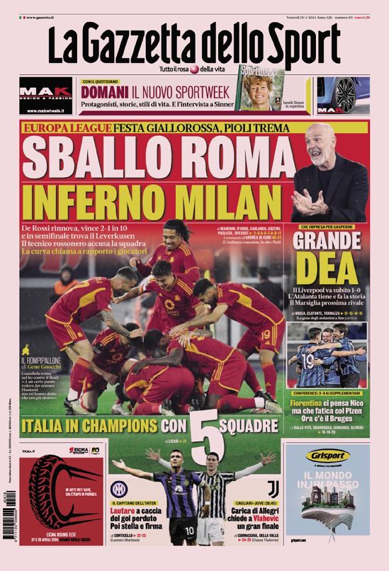 Le Prime Pagine Sportive Nazionali - 19 aprile 27 WhatsApp Image 2024 04 19 at 07.53.30 3