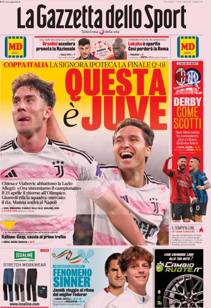 Le Prime Pagine Sportive Nazionali - 3 aprile 27 la gazzetta dello sport 050803180