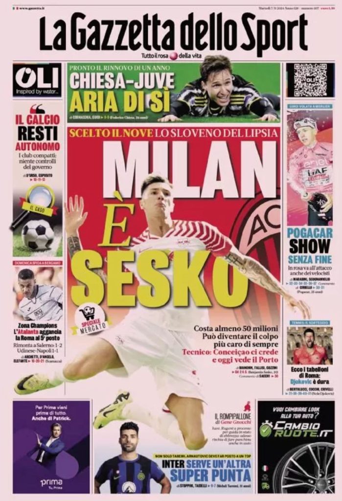 Le Prime Pagine Sportive Nazionali - 7 maggio 27 2 1