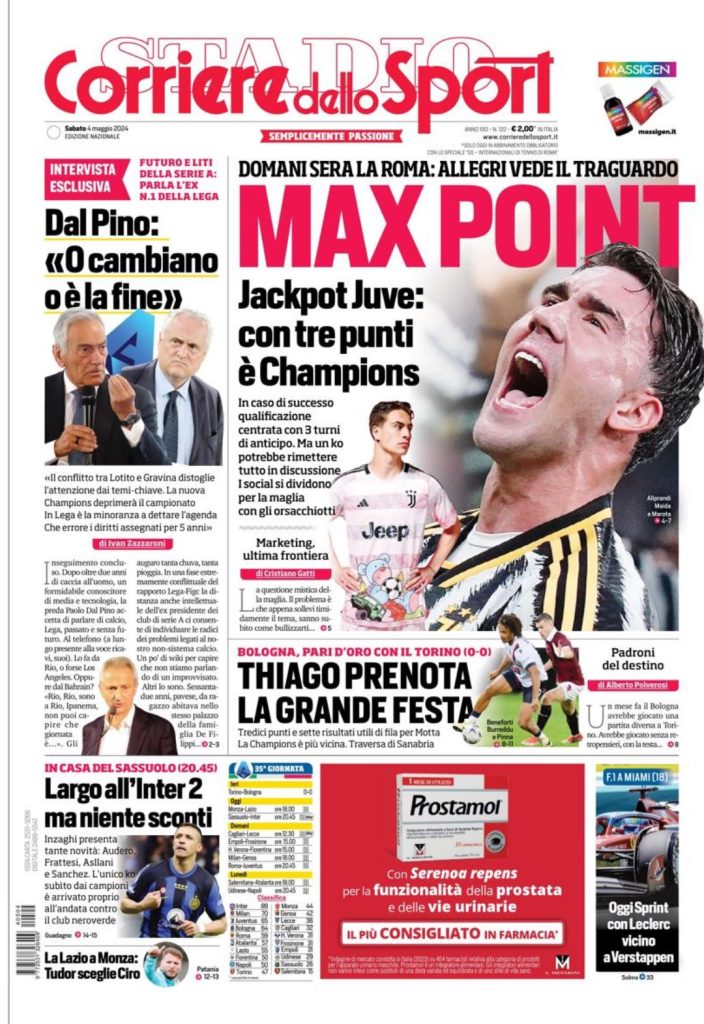 Le Prime Pagine Sportive Nazionali - 4 maggio 28 2