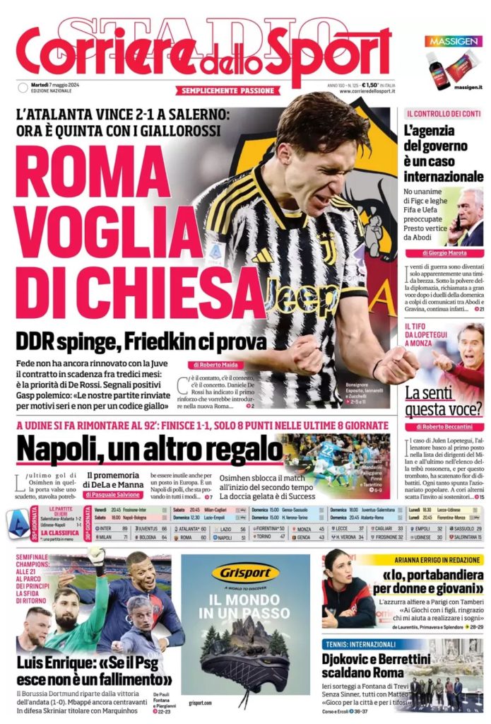 Le Prime Pagine Sportive Nazionali - 7 maggio 28 3 1