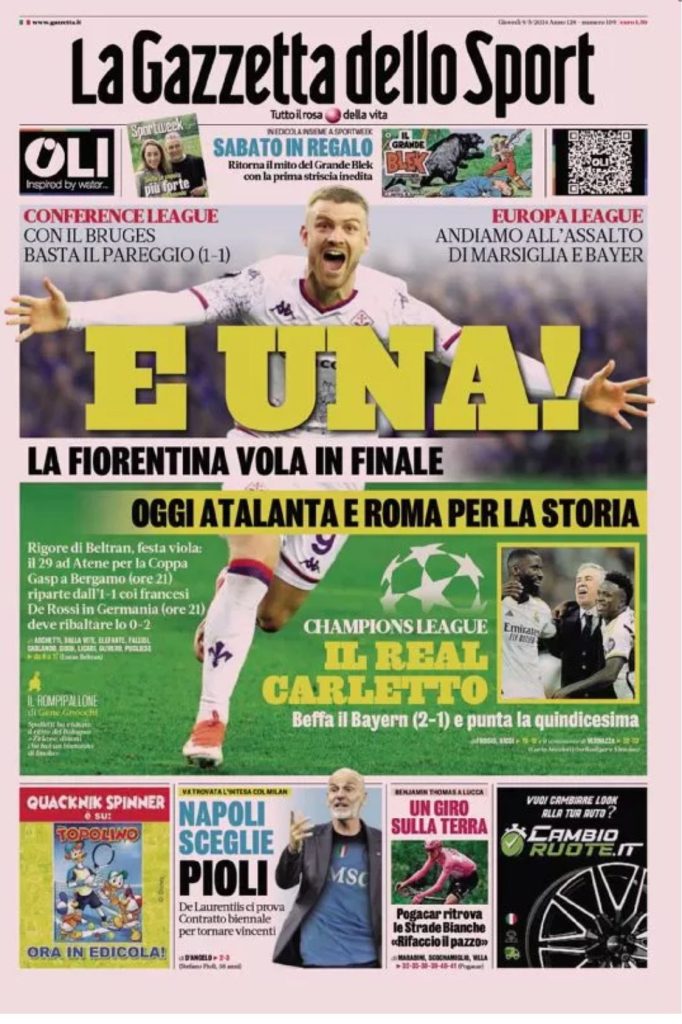 Le Prime Pagine Sportive Nazionali - 9 maggio 27 3 2