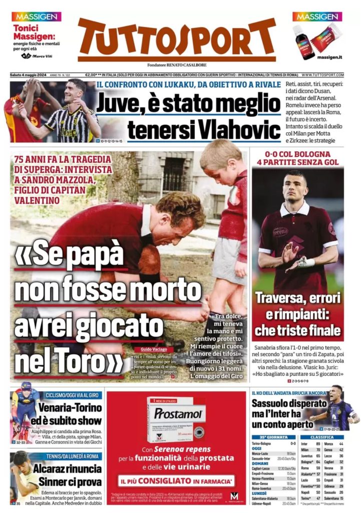 Le Prime Pagine Sportive Nazionali - 4 maggio 29 3