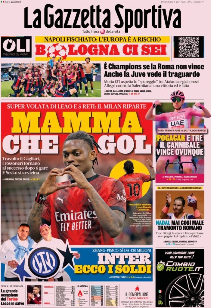 Le Prime Pagine Sportive Nazionali - 12 maggio 27 WhatsApp Image 2024 05 12 at 07.45.41