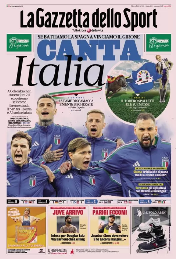 Le Prime Pagine Sportive Nazionali - 20 giugno 2024 27 10 1