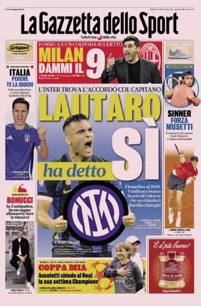 Le Prime Pagine Sportive Nazionali - 1 giugno 2024 27 4
