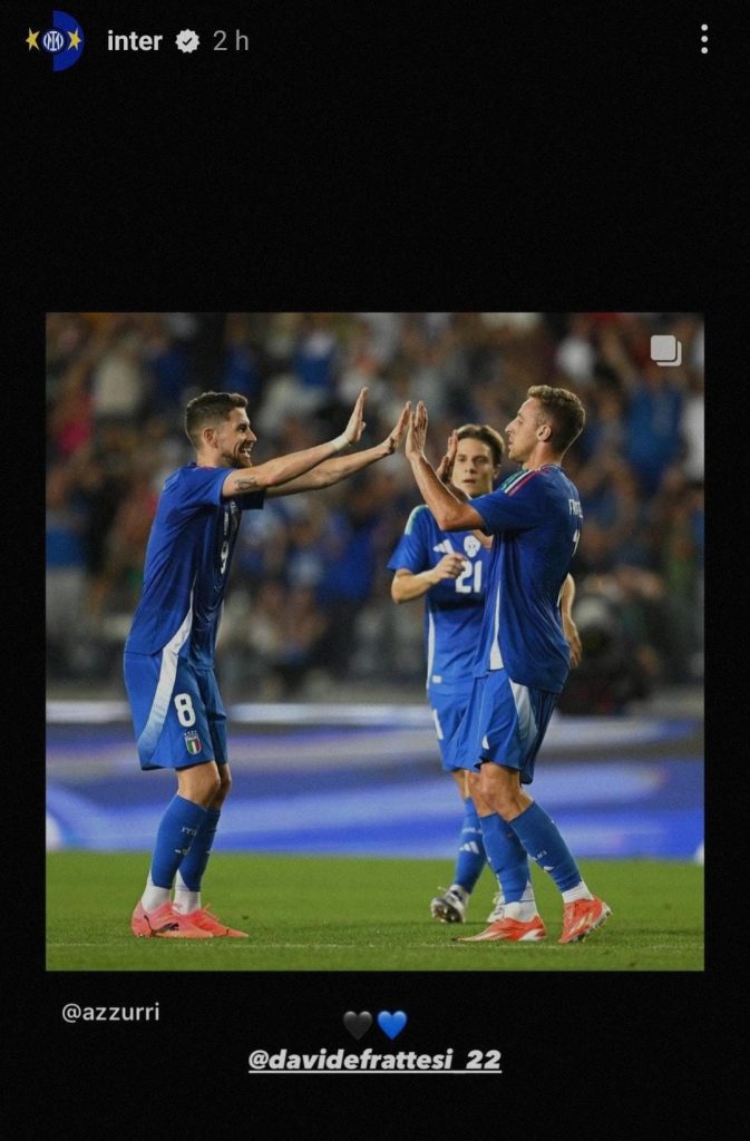 Italia Bosnia, decide Frattesi: l’Inter si complimenta così - FOTO 27 Frattesi Italia Bosnia Nazionale messaggio Inter