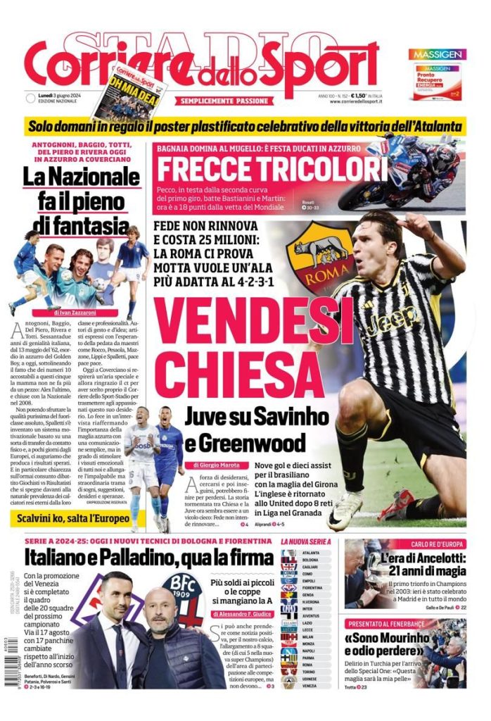 Le Prime Pagine Sportive Nazionali - 3 giugno 2024 28 WhatsApp Image 2024 06 03 at 07.37.56