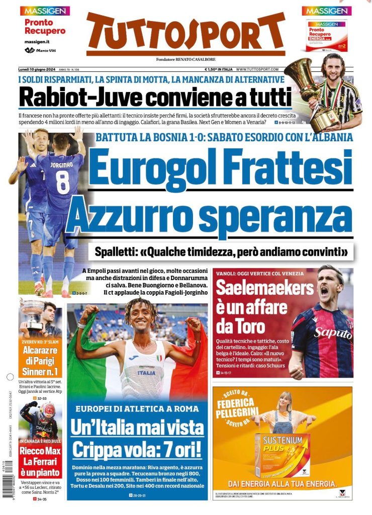 Le Prime Pagine Sportive Nazionali - 10 giugno 27 WhatsApp Image 2024 06 10 at 06.54.33