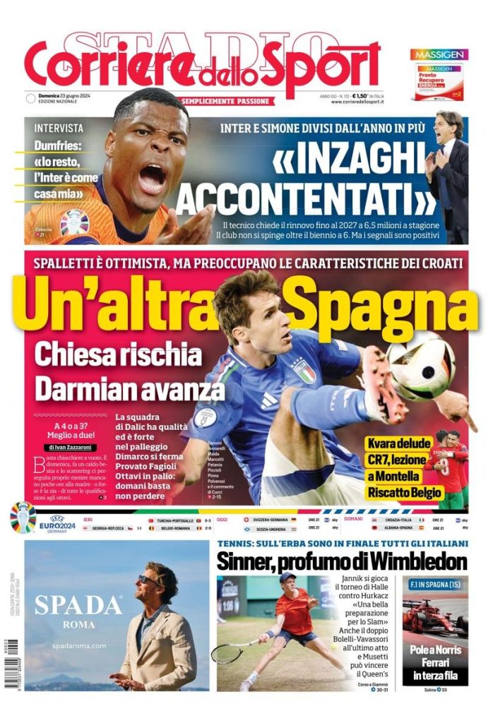 Le Prime Pagine Sportive Nazionali - 23 giugno 28 corsport 1