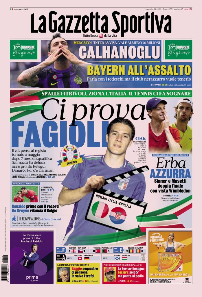 Le Prime Pagine Sportive Nazionali - 23 giugno 27 gazzetta 1