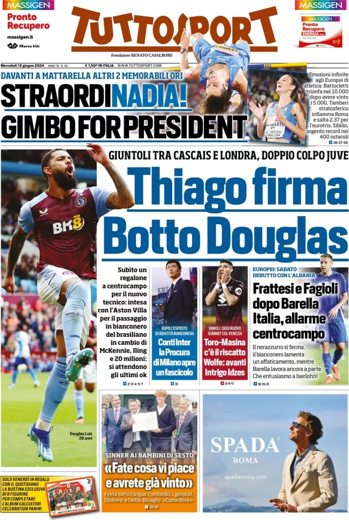 Le Prime Pagine Sportive Nazionali - 12 giugno 29 tuttosport 002227134