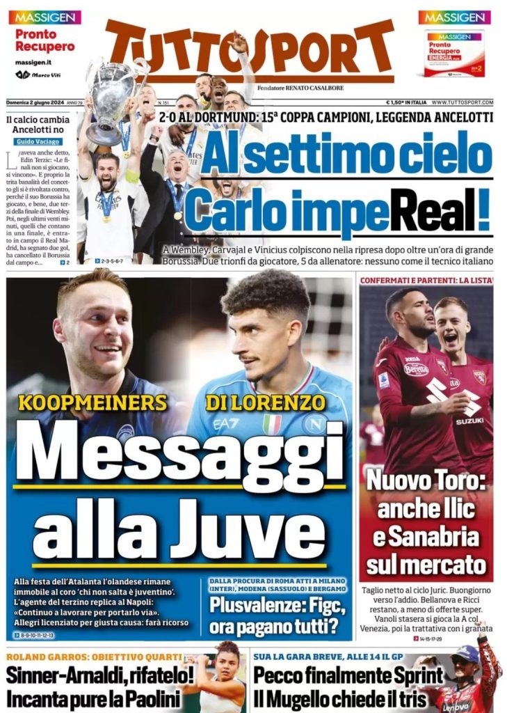 Le Prime Pagine Sportive Nazionali - 2 giugno 2024 28 tuttosport