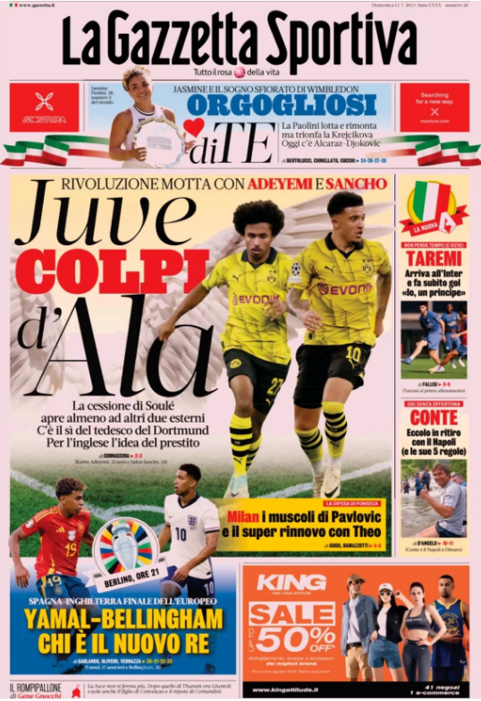 Le Prime Pagine Sportive Nazionali - 14 luglio 2024 27 1 1