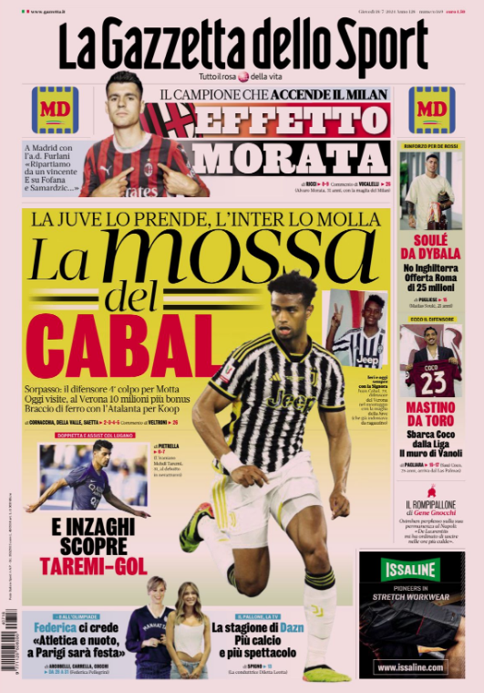 Le Prime Pagine Sportive Nazionali - 18 luglio 2024 27 1 2