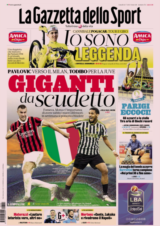 Le Prime Pagine Sportive Nazionali - 22 luglio 2024 27 1 5