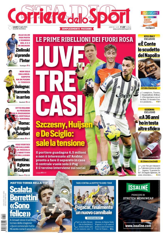 Le Prime Pagine Sportive Nazionali - 22 luglio 2024 28 2 3