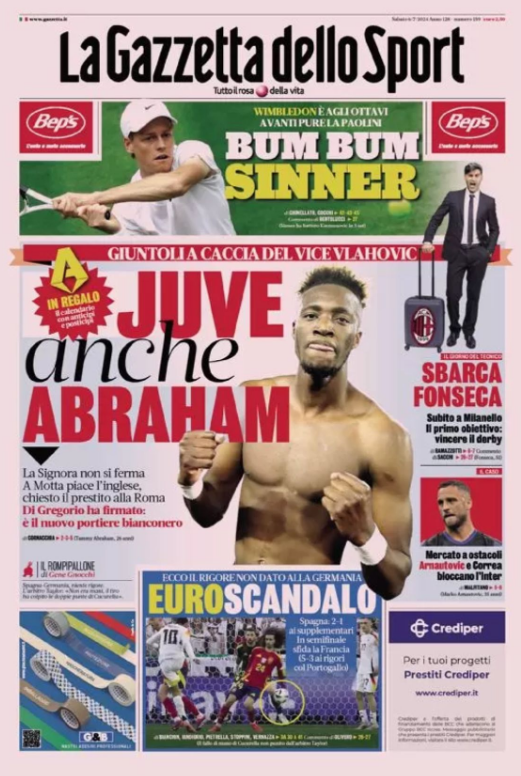 Le Prime Pagine Sportive Nazionali - 6 luglio 2024 27 20
