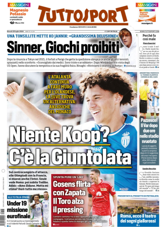 Le Prime Pagine Sportive Nazionali - 25 luglio 2024 29 3 4