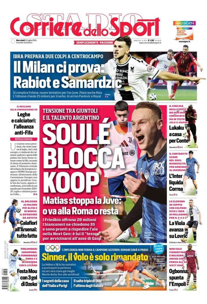Le Prime Pagine Sportive Nazionali - 24 luglio 2024 28 GTOOTclW4AEyAkR
