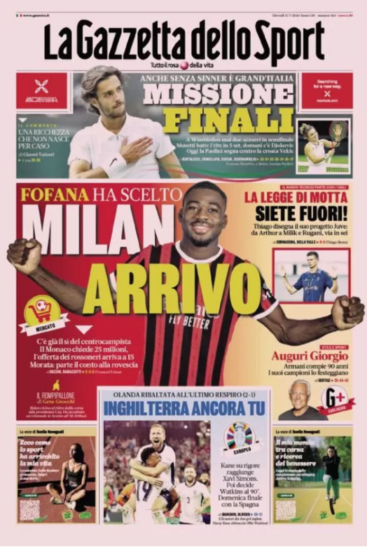 Le Prime Pagine Sportive Nazionali - 11 luglio 2024 27 Immagine 2024 07 11 074325