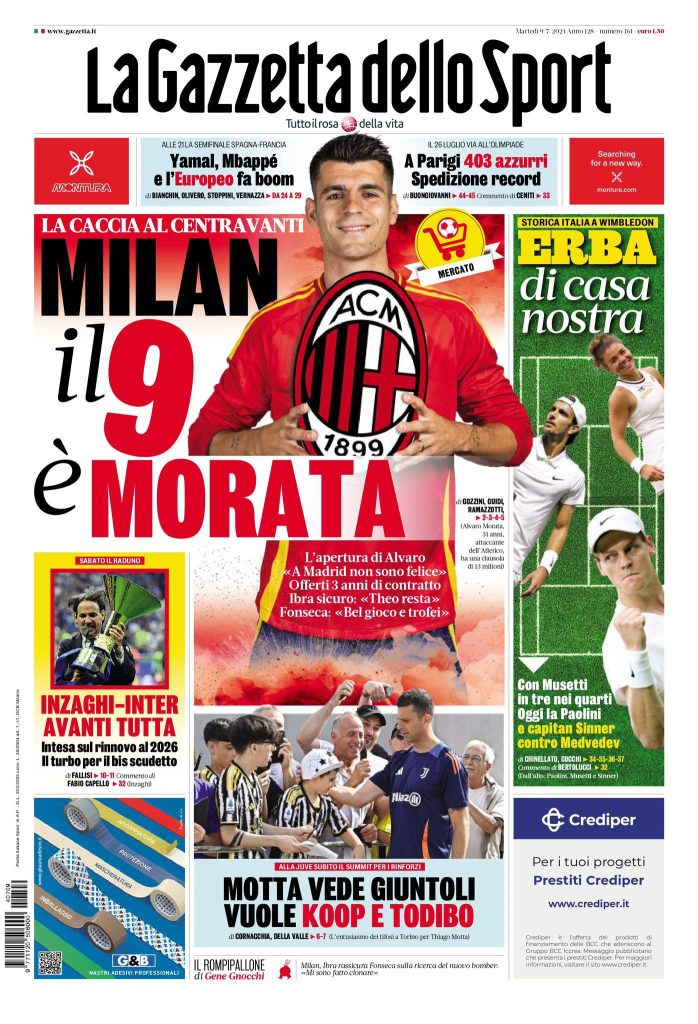 Le Prime Pagine Sportive Nazionali - 9 luglio 2024 27 WhatsApp Image 2024 07 09 at 07.40.00