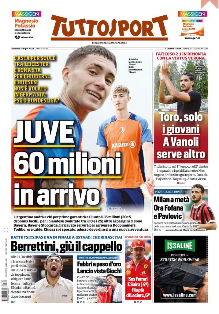 Le Prime Pagine Sportive Nazionali - 21 luglio 2024 29 WhatsApp Image 2024 07 21 at 07.35.11