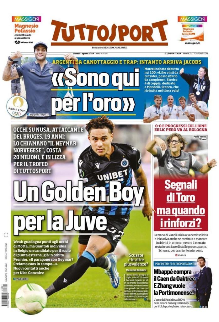 Le Prime Pagine Sportive Nazionali - 1 agosto 2024 29 WhatsApp Image 2024 08 01 at 07.52.50