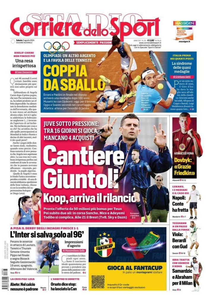 Le Prime Pagine Sportive Nazionali - 3 agosto 2024 29 WhatsApp Image 2024 08 03 at 07.50.04 2