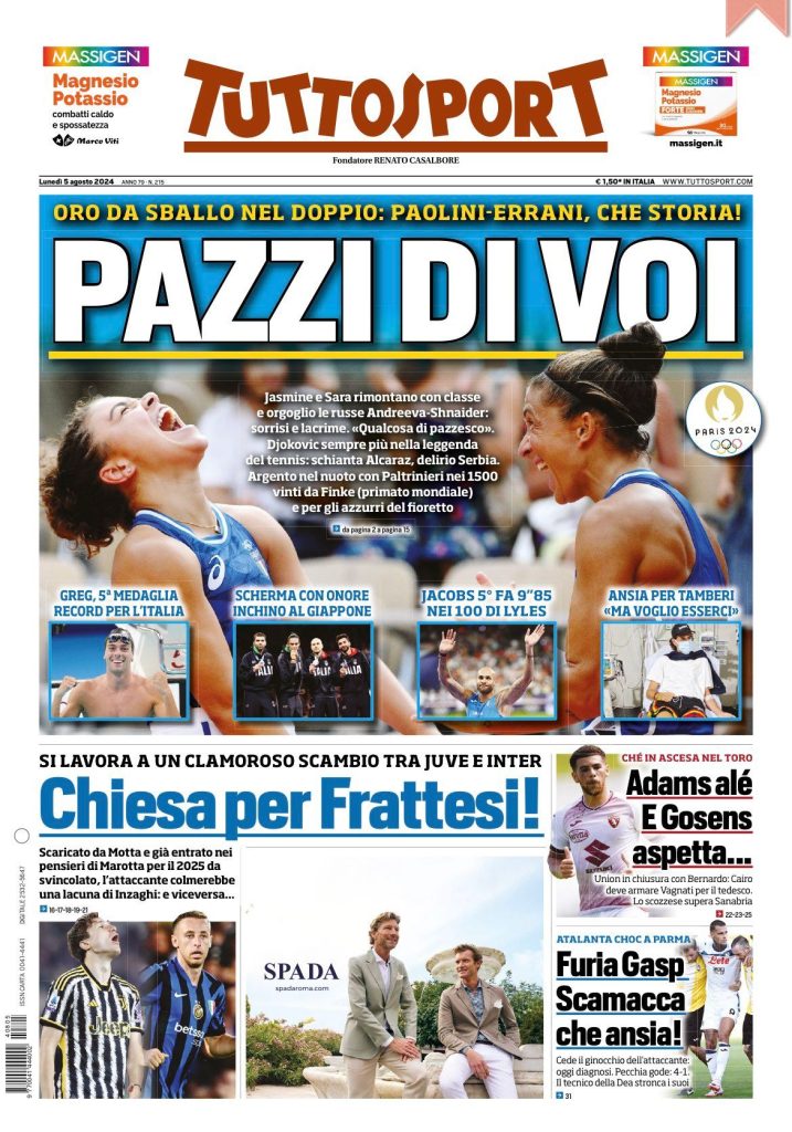 Le Prime Pagine Sportive Nazionali - 5 agosto 2024 27 WhatsApp Image 2024 08 05 at 07.50.15