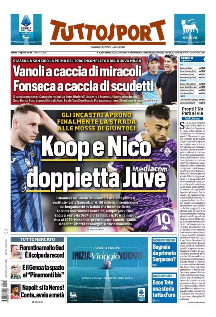 Le Prime Pagine Sportive Nazionali - 17 agosto 2024 27 WhatsApp Image 2024 08 17 at 07.32.14
