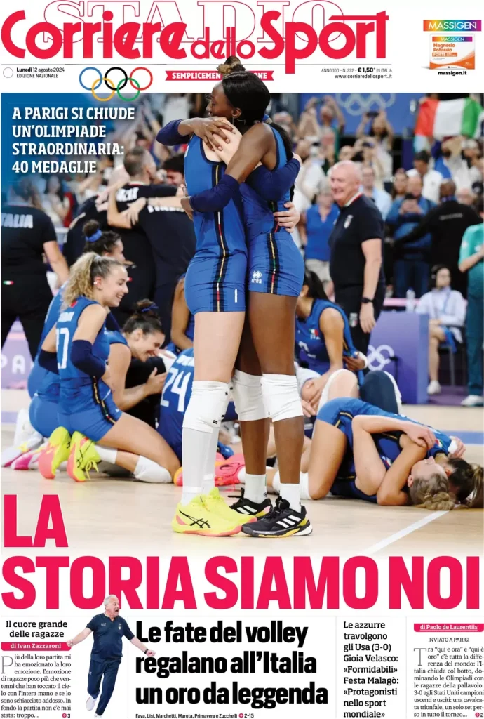 Le Prime Pagine Sportive Nazionali - 12 agosto 2024 29 corriere dello sport 021212291