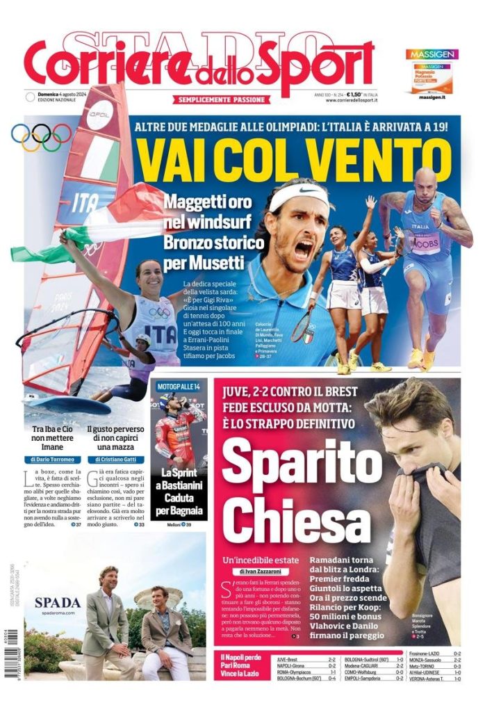 Le Prime Pagine Sportive Nazionali - 4 agosto 2024 29 corriere dello sport 1