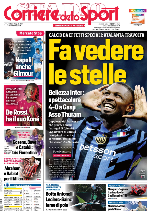 Le Prime Pagine Sportive Nazionali - 31 agosto 2024 29 corriere dello sport
