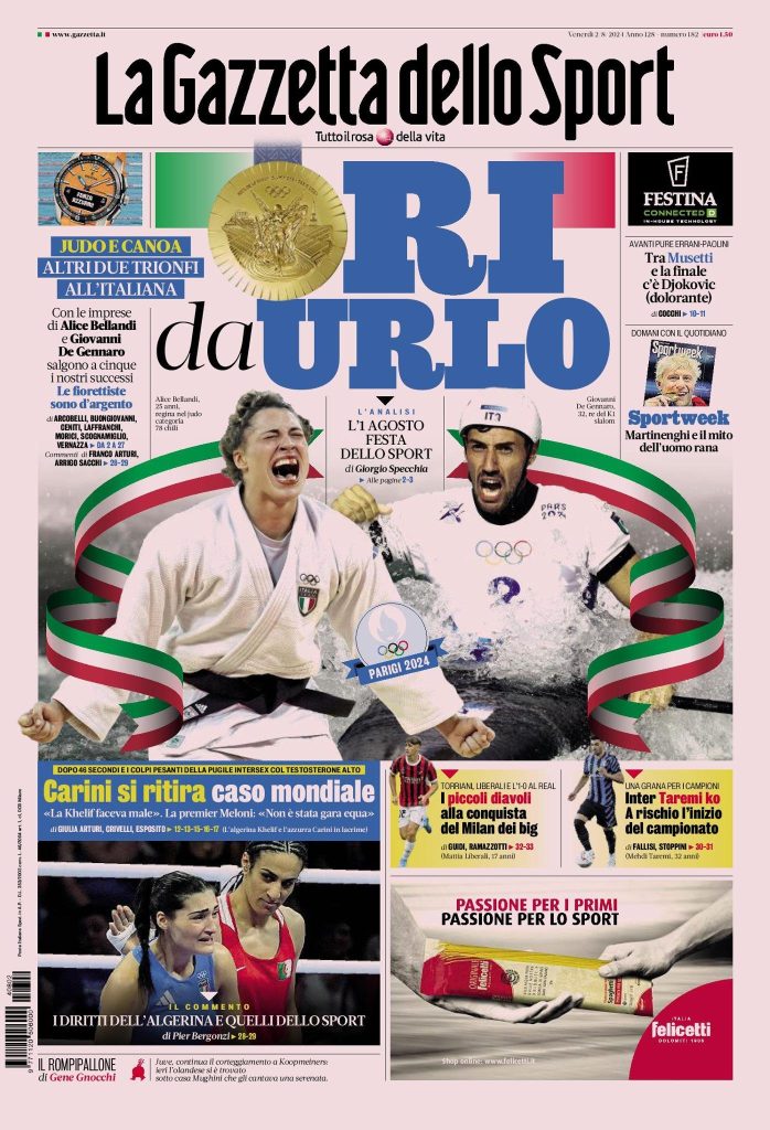 Le Prime Pagine Sportive Nazionali - 2 agosto 2024 29 gazzetta dello sport