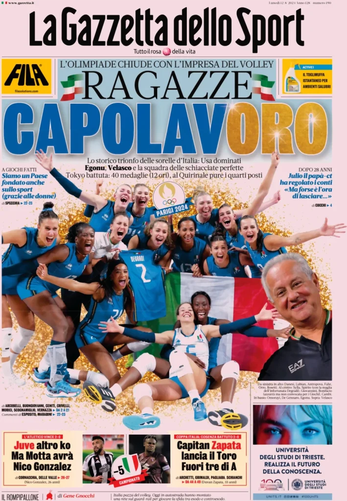 Le Prime Pagine Sportive Nazionali - 12 agosto 2024 28 la gazzetta dello sport 051202690