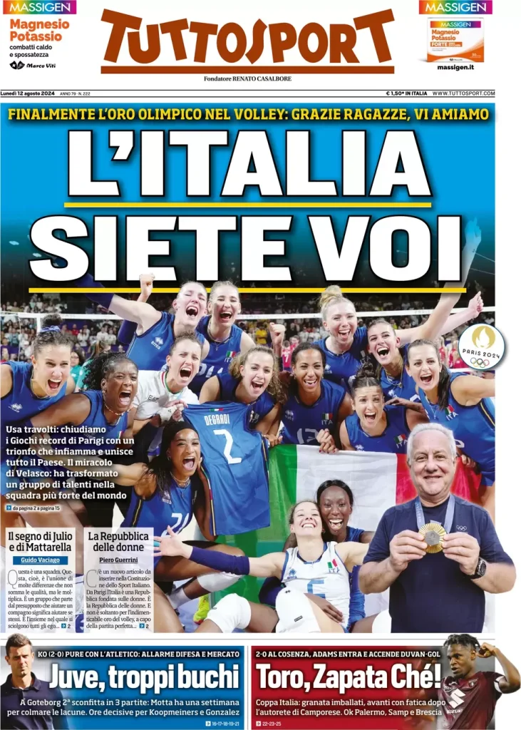 Le Prime Pagine Sportive Nazionali - 12 agosto 2024 27 tuttosport 021205221