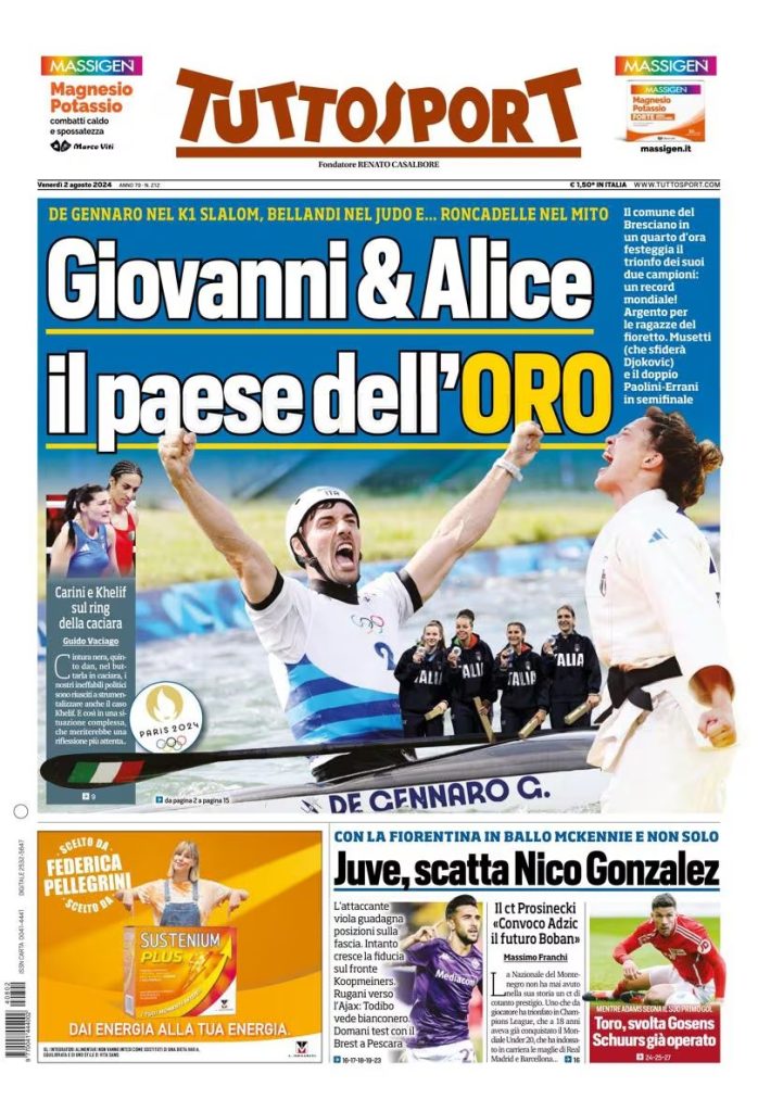 Le Prime Pagine Sportive Nazionali - 2 agosto 2024 27 tuttosport