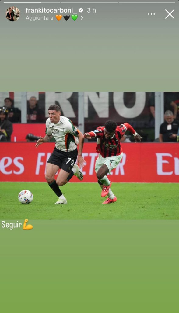 Carboni esordisce con il Venezia proprio nel suo San Siro. La carica del nerazzurro: «Seguir!» 27 WhatsApp Image 2024 09 15 at 16.32.24