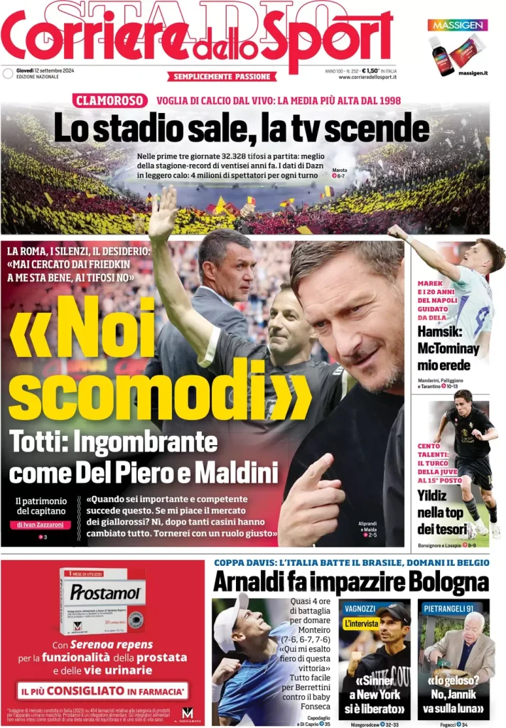 Le Prime Pagine Sportive Nazionali – 13 settembre 2024 29 corriere dello sport 010022347 1