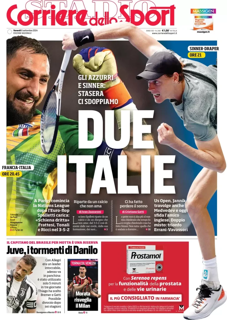 Le Prime Pagine Sportive Nazionali – 6 settembre 2024 27 corriere dello sport 021213361