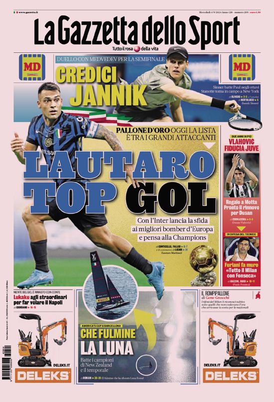 Le Prime Pagine Sportive Nazionali - 4 settembre 2024 29 gazzetta dello sport